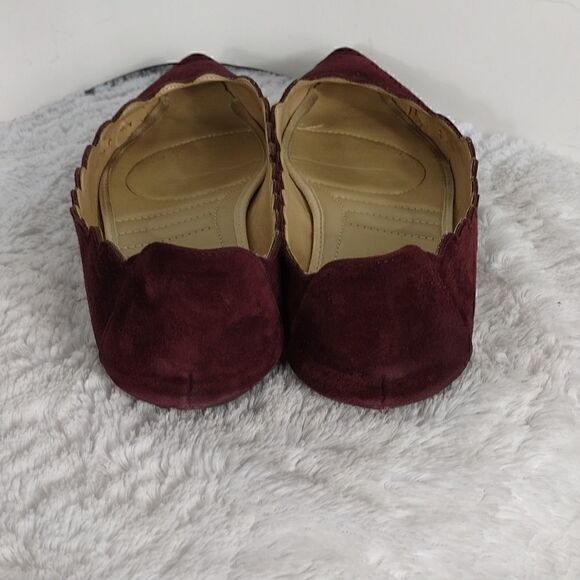 Adrienne Vittadini Wine Suede Leather Slipon Flats - Picture 4 of 7